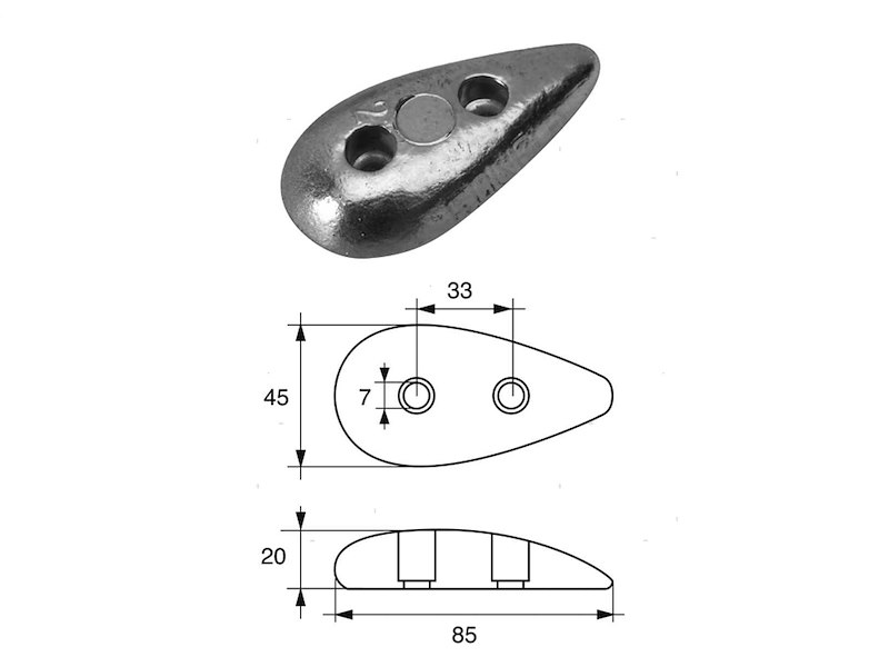 ANODO OVAL SHORT L85MM ZN 