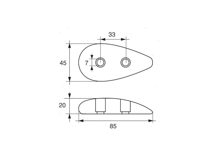 ANODO OVAL SHORT L85MM ZN 