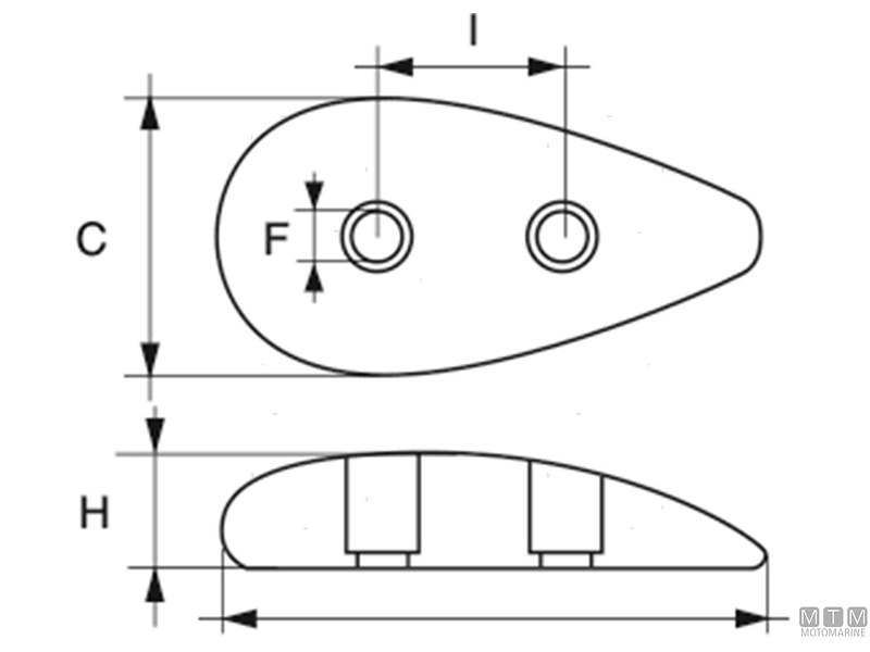 ANODO A PIASTRA GOCCIA OVIN L85MM IN ZINCO 