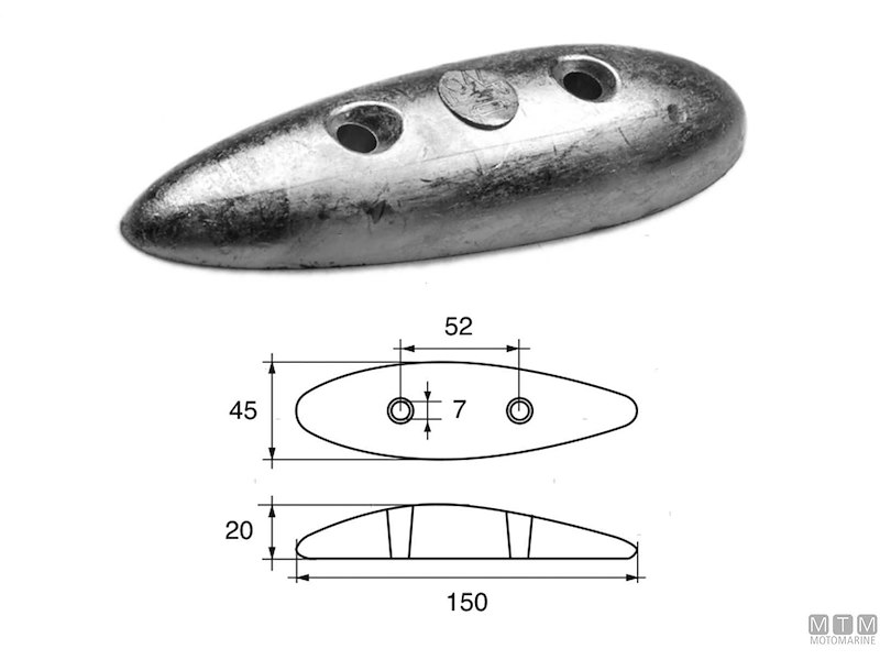 ANODO OVAL LONG L140MM ZN 