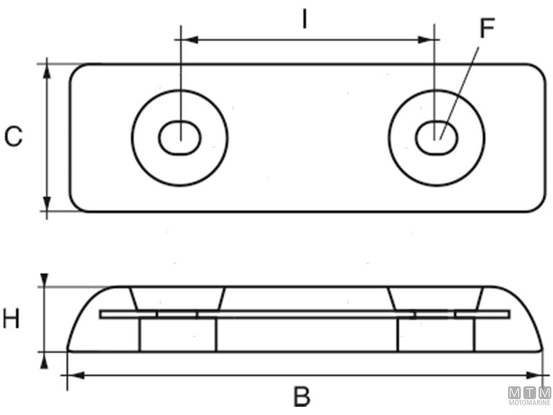 ANODO A PIASTRA PER VETUS 5KG QUADRO L290MM IN ZINCO