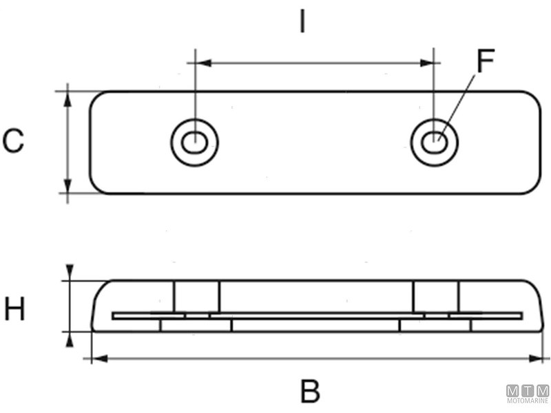 ANODO A PIASTRA PER FAIRLINE 9KG L450MM IN ZINCO 