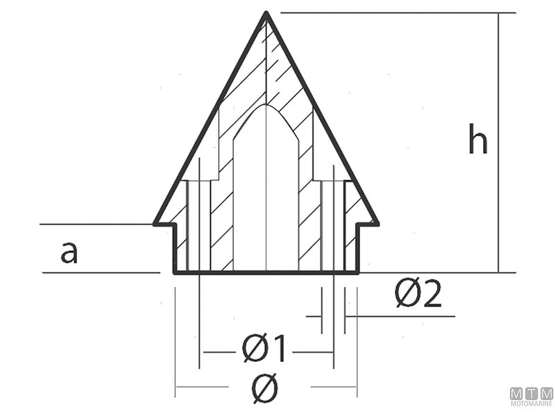 ANODO A OGIVA PER MAX PROP 2P IN ZINCO 