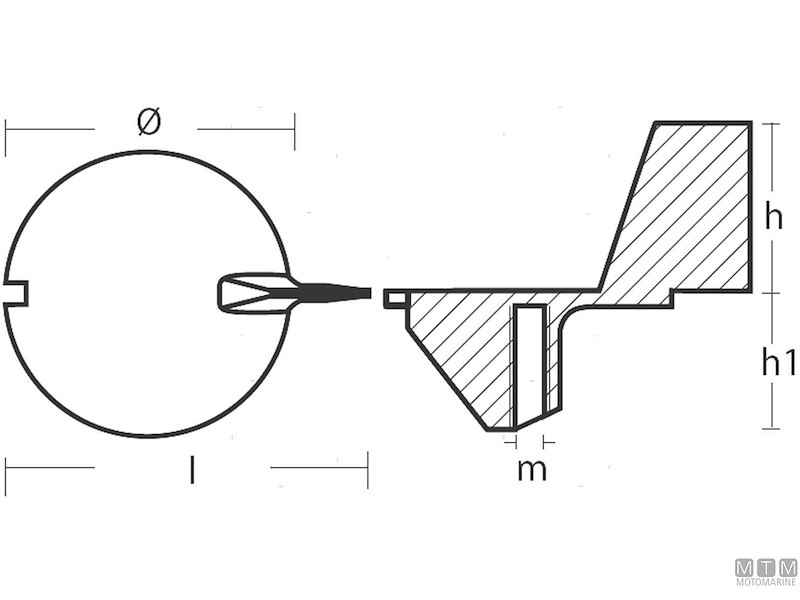 ANODO PINNA PER MERCURY 15/20/25 IN ZINCO 