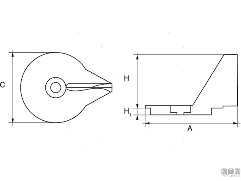 ANODO PINNA PER MERCURY 30/40 IN ZINCO 