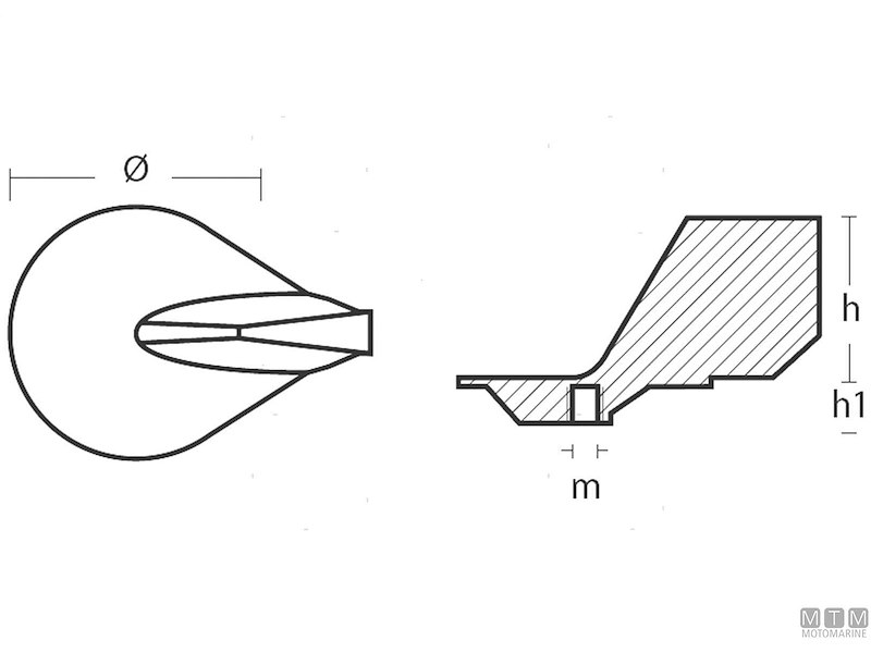 ANODO PINNA PER MERCURY V6 IN ZINCO 