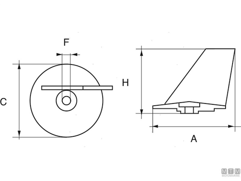 ANODO PINNA PER TOHATSU M25C2 IN ZINCO 
