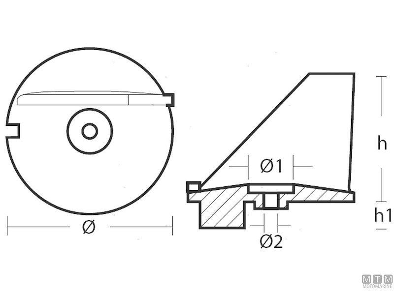 ANODO PINNA PER TOHATSU M60B IN ZINCO 