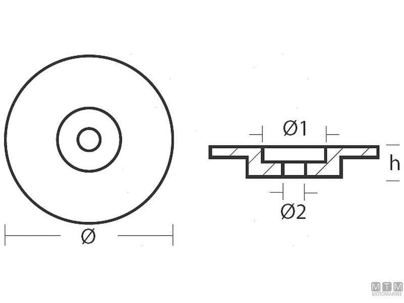 ANODO A PIASTRA PER PIEDE TOHATSU M9.9A IN ZINCO 