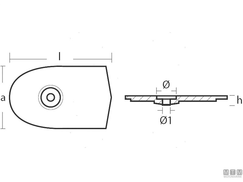 ANODO PLACCA PIEDE YAMAHA 6C/8C IN ZINCO 