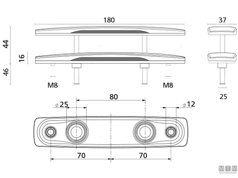 BITTA SCOMPARSA F-LINE 180MM INOX 