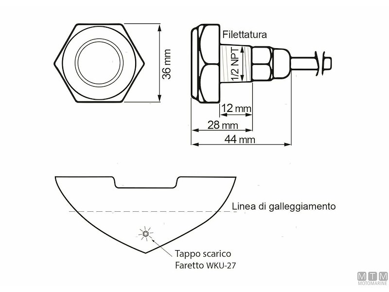 Faro Subacqueo WK LED-27W Drain Plug