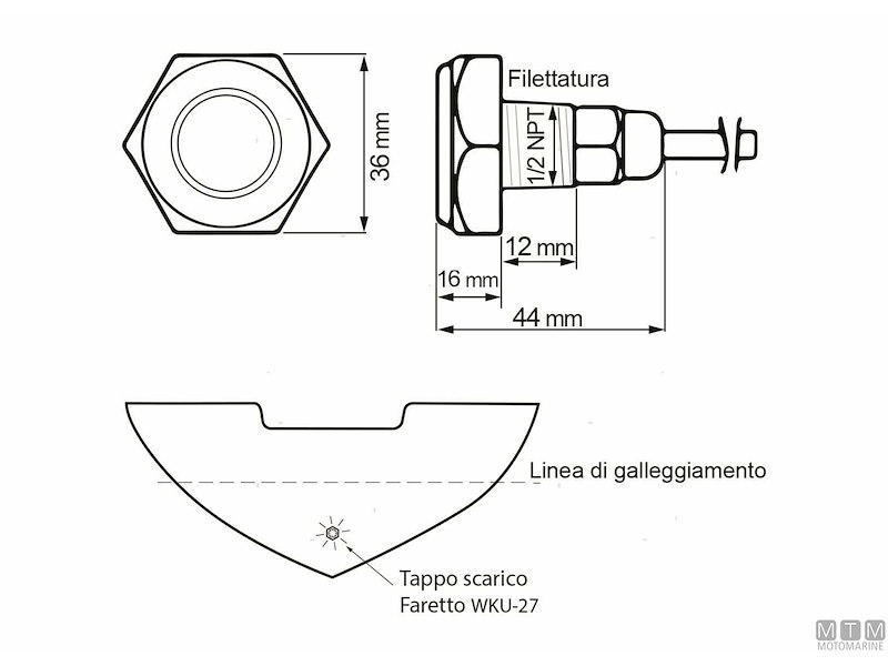 Faro Subacqueo WK LED-27W Drain Plug