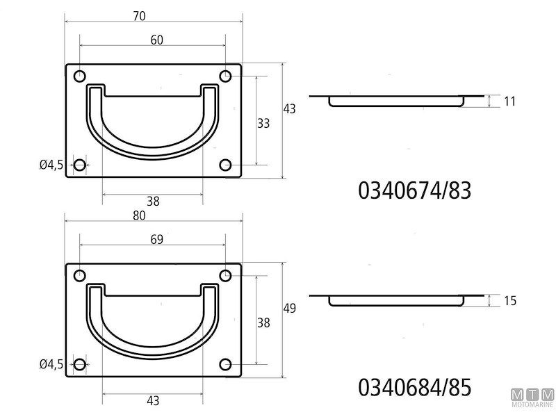 Maniglia a Incasso in Ottone BS2