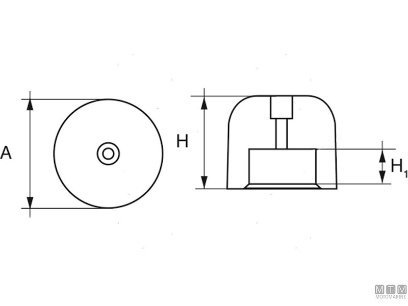 ANODO A OGIVA ESAGONALE PER BOW THRUSTER VETUS KGF 220 IN ZINCO 