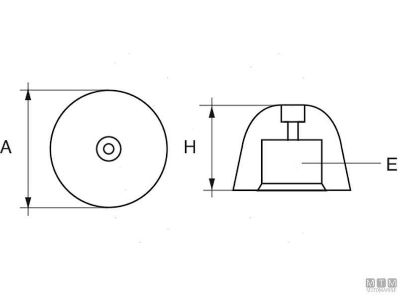 ANODO A OGIVA ESAGONALE PER BOW THRUSTER VETUS KGF 125 IN ZINCO 