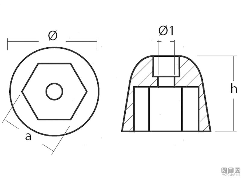 ANODO A OGIVA PER BOW THRUSTER SLEIPNER SP125 IN ZINCO 