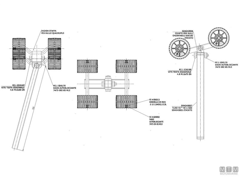 STAFFA 4 RULLI H500MM 