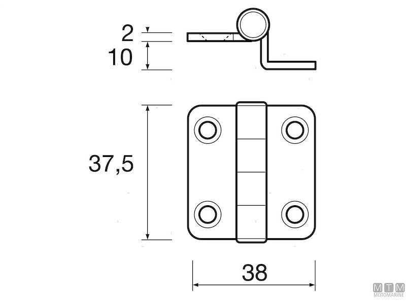 CERNIERA OFFSET MINI 37X38MM INOX 