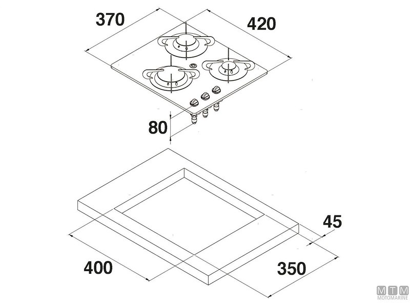 Fornello 3 Fuochi Chrystal 3