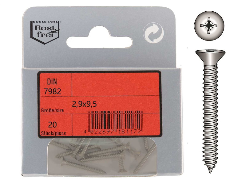 Viti Autofilettanti con Testa Piana Svasata DIN 7982