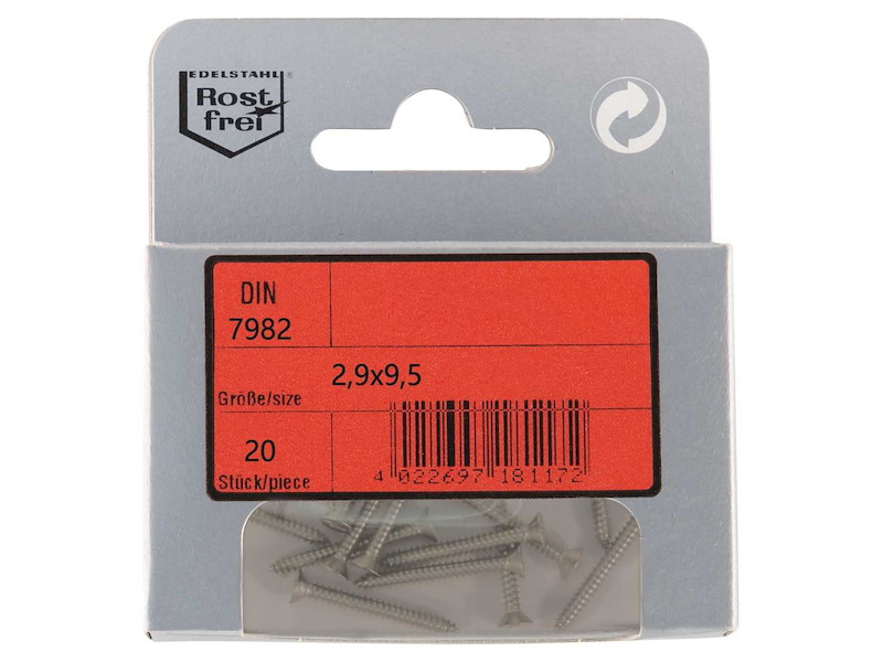 Viti Autofilettanti con Testa Piana Svasata DIN 7982