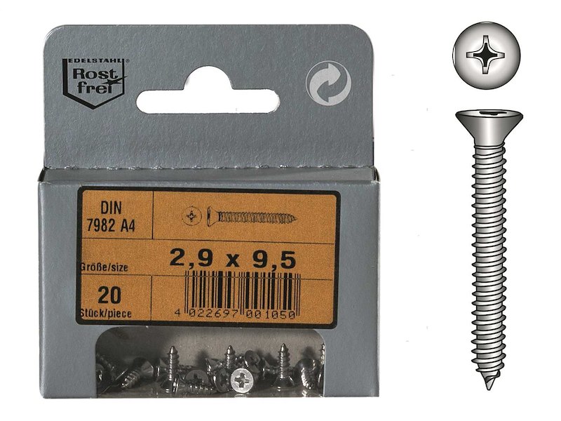 Viti Autofilettanti con Testa Piana Svasata DIN 7982