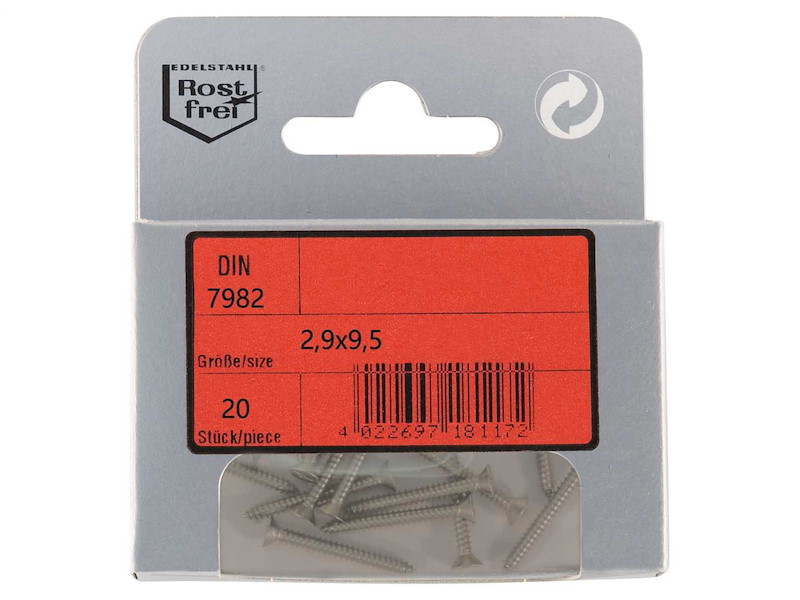 Viti Autofilettanti con Testa Piana Svasata DIN 7982