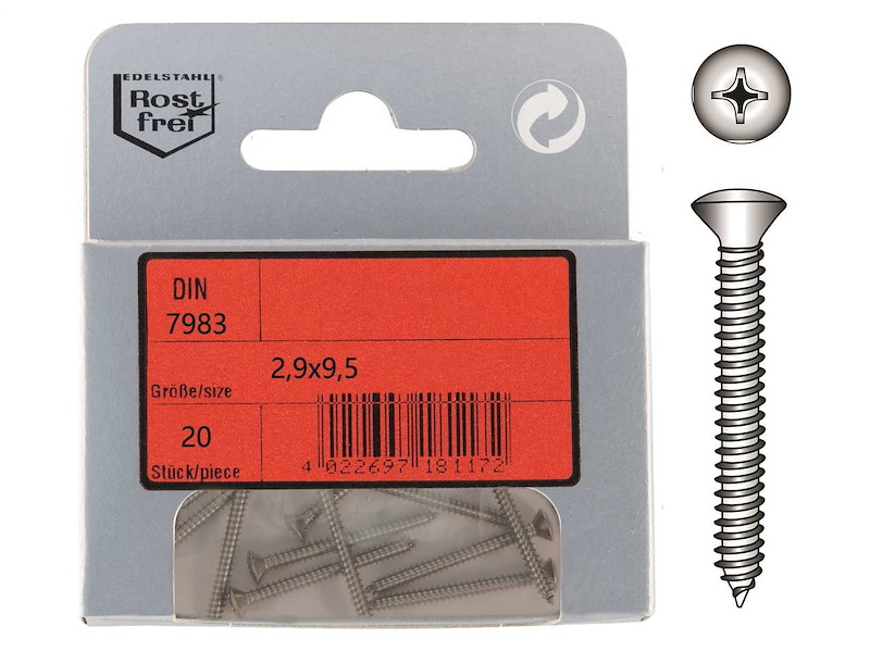 Viti Autofilettanti con Testa Svasata con Calotta DIN 7983