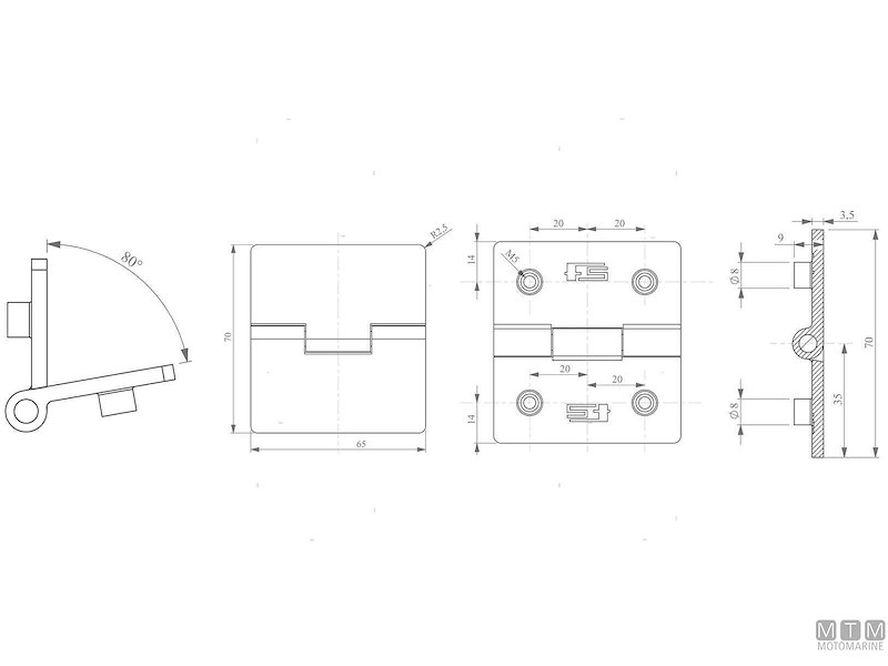 CERNIERA A FILO 70X65 INOX 