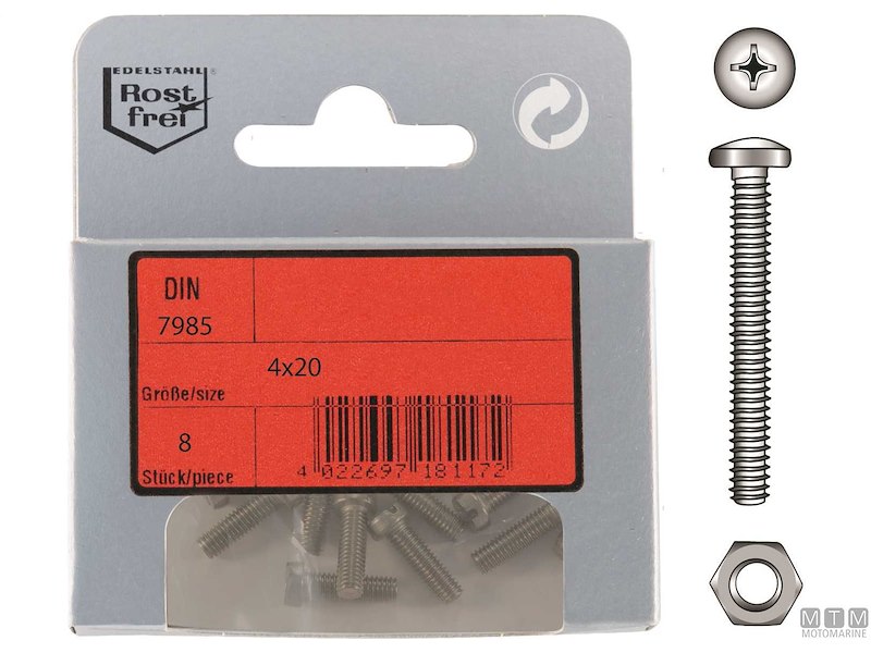 Viti Testa Cilindrica DIN 7985 + Dadi