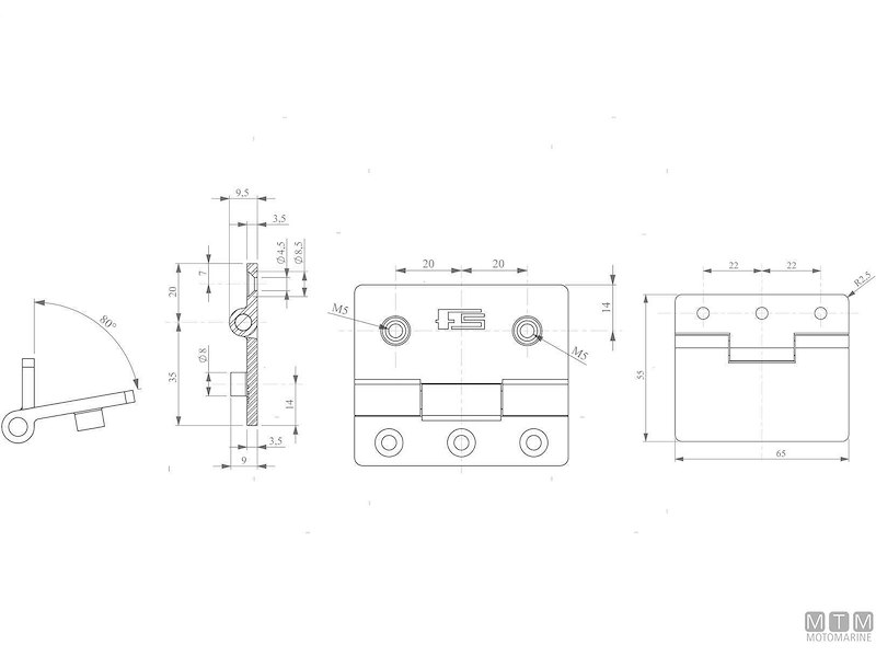 CERNIERA A FILO ECC 65X55MM INOX 
