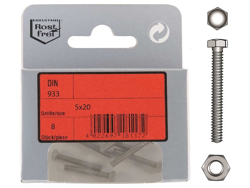 Viti Testa Esagonale DIN 933 + Dadi