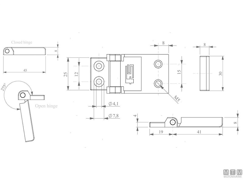 CERNIERA A FILO ECC 45X30MM INOX 