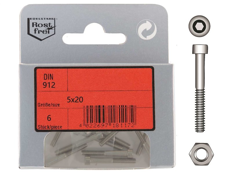 Viti Testa Cilindrica con Cava Esagonale DIN 912 + Dadi