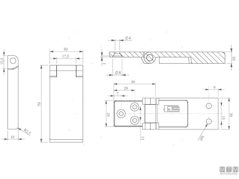 CERNIERA A FILO ECC 70X30MM INOX 