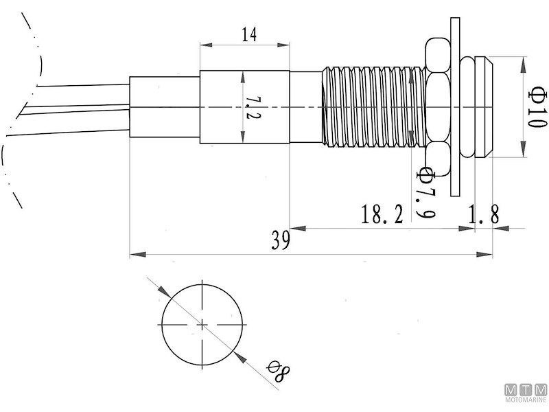 Spie LED OC 8MM 12V