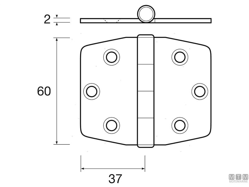 CERNIERA BISCOTTO 60X74MM INOX 