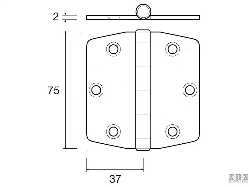 CERNIERA BISCOTTO 75X74MM INOX 