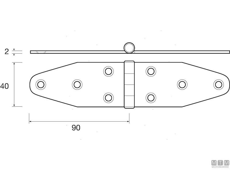 CERNIERA WING L 40X180MM INOX 