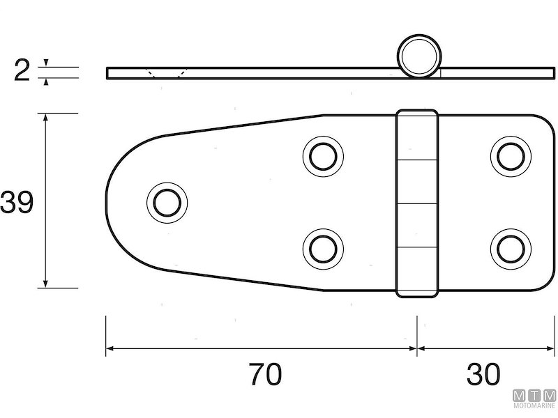 CERNIERA ECC 39X30/70MM INOX 