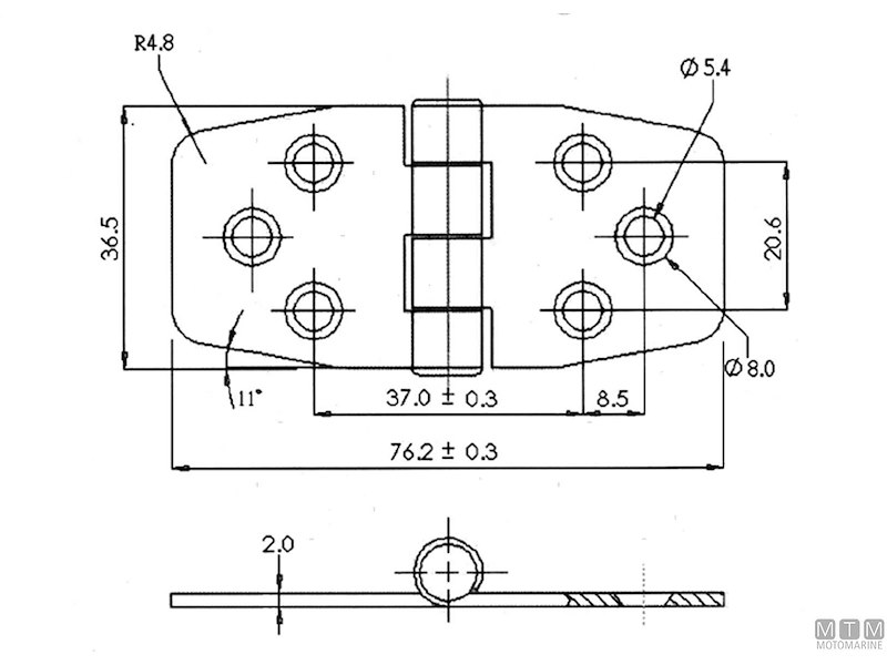 CERNIERA COPERTA BISCOTTO 36X76MM INOX 