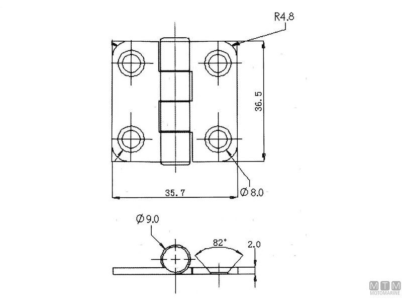 CERNIERA COPERTA QUADRA 36X36MM INOX 