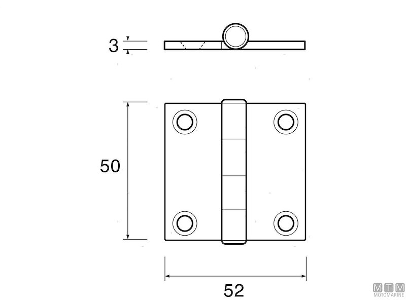 CERNIERA ROBUSTA QUADRA  50X52MM INOX 