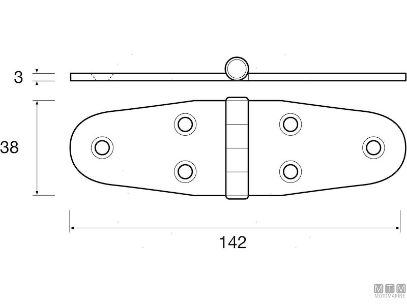 CERNIERA ROBUSTA WING 38X142MM INOX 