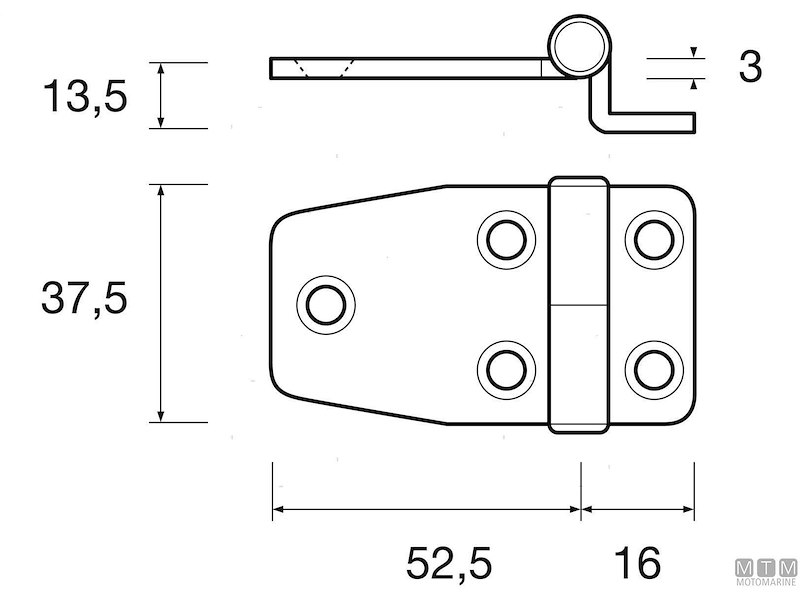 CERNIERA ROBUSTA OFFSET 37X16/52MM INOX 