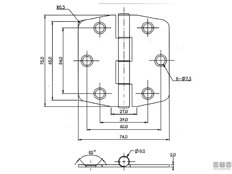 CERNIERA COPERTA BISCOTTO 75X74MM INOX 
