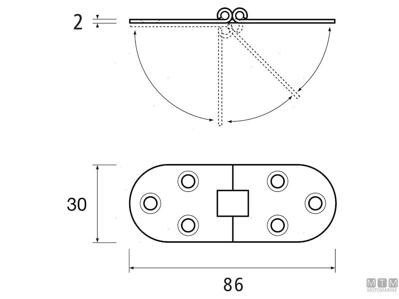 CERNIERA REVOLVE 30X80MM INOX 