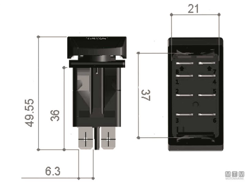 Interruttore Impermeabile IP68 Laser Engraved
