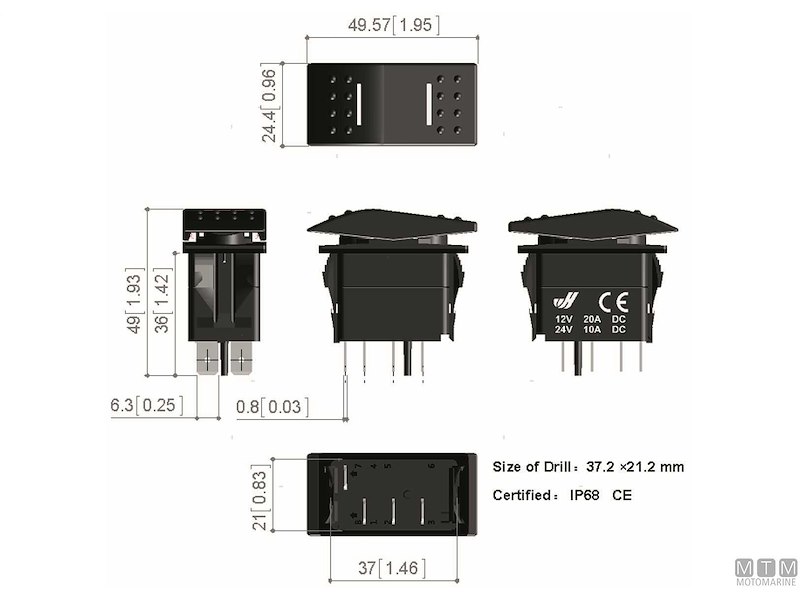 Interruttore Impermeabile IP68 White LED